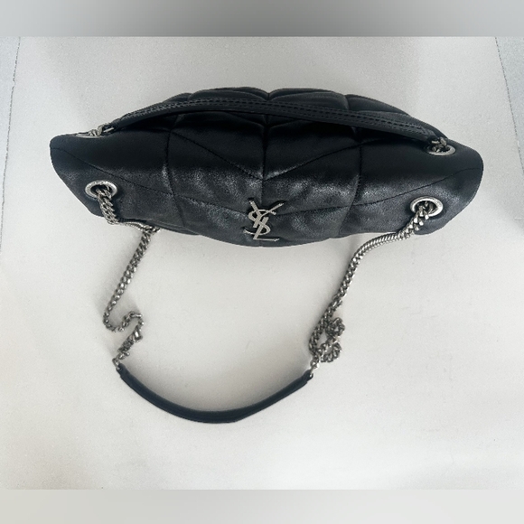 SAINT LAURENT Lambskin Quilted Toy Loulou Puffer Monogram Chain Satchel Black - Picture 7 of 13